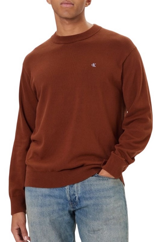 CALVIN KLEIN JEANS LS CTTN ESY FT CRWNK ΜΠΛΟΥΖΑ ΠΛΕΚΤΗ  ΑΝΔΡΙΚΗ BROWN