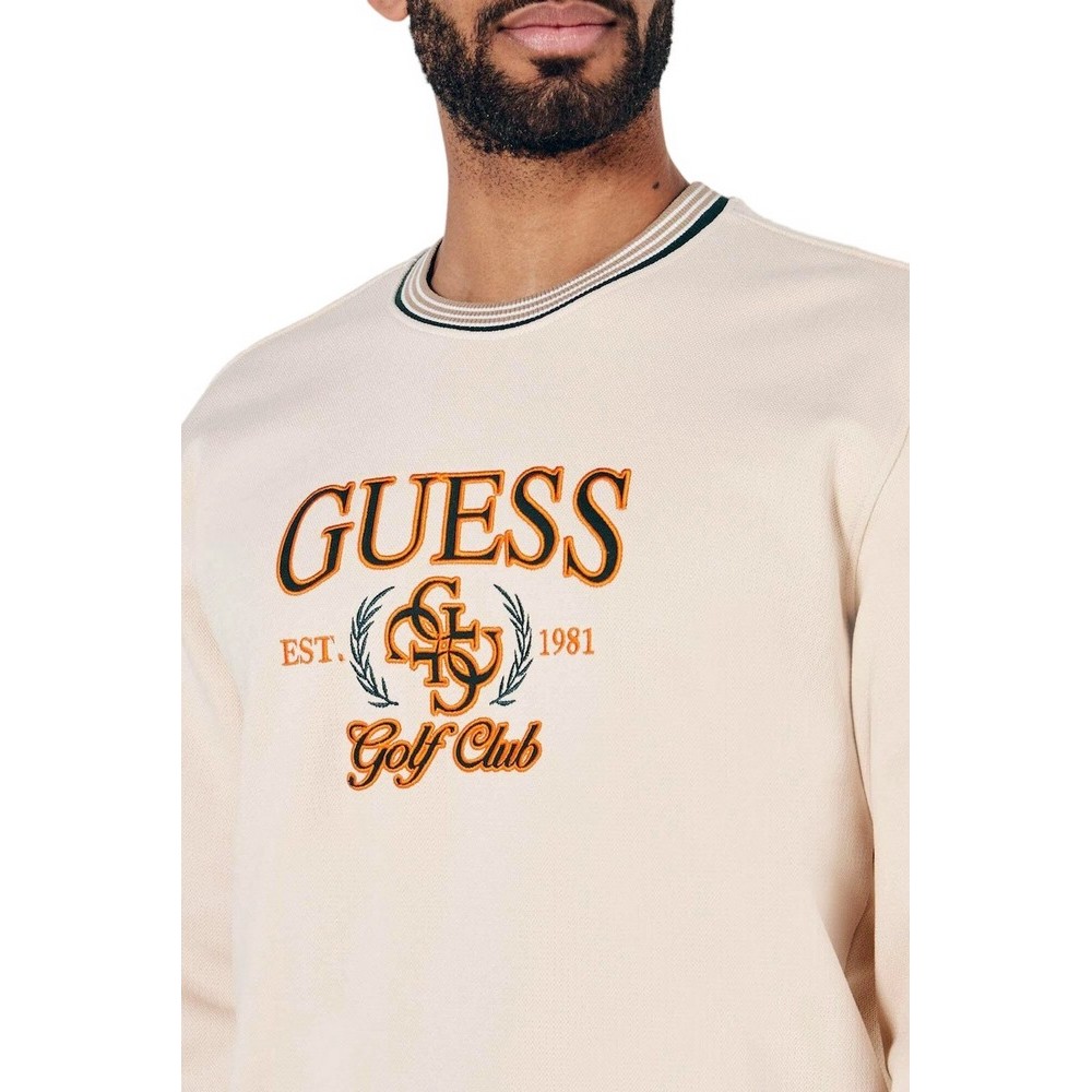 GUESS 4G CN SWEATSHIRT ΦΟΥΤΕΡ ΑΝΔΡΙΚΟ BEIGE