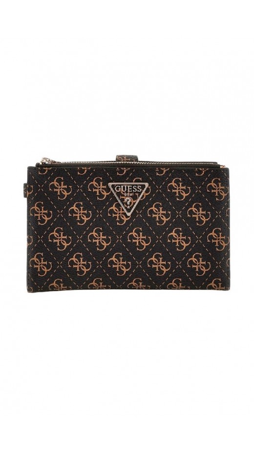 GUESS LAUREL SLG DBL ZIP ORGANIZER ΠΟΡΤΟΦΟΛΙ ΓΥΝΑΙΚΕΙΟ BROWN