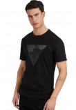 GUESS SS CN SHINY GEL TRIANGLE TEE T-SHIRT ΑΝΔΡΙΚΟ BLACK