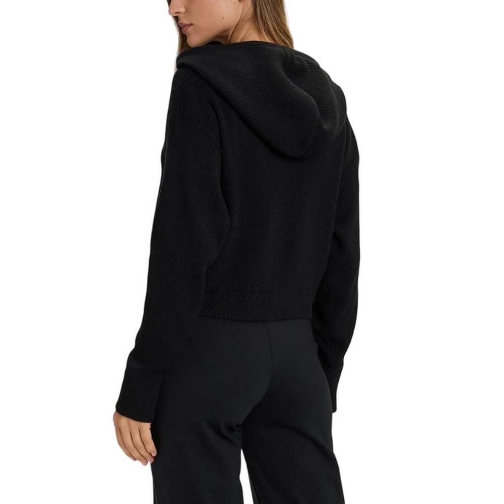 GUESS FLAMINIA RIBBED HOODIE ZIPPED ΠΛΕΚΤΗ ΖΑΚΕΤΑ ΓΥΝΑΙΚΕΙΑ BLACK