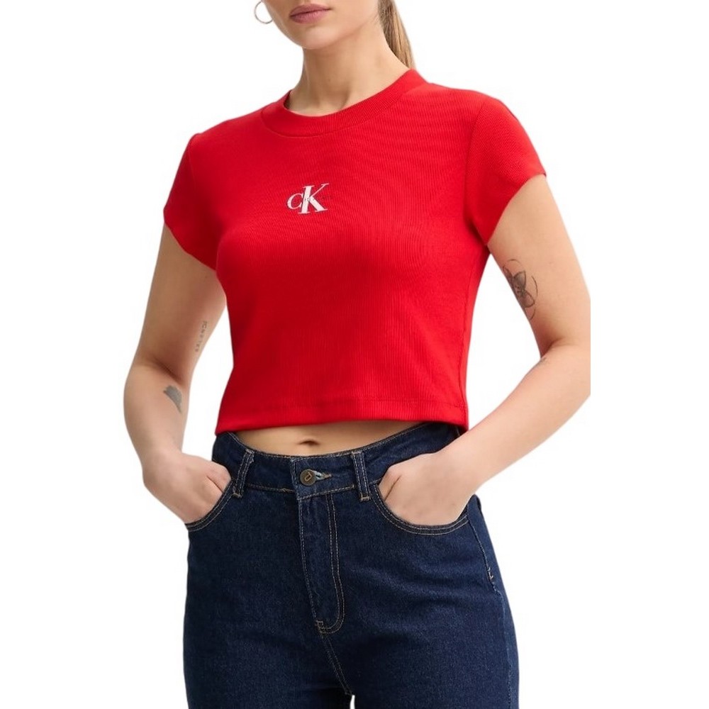 CALVIN KLEIN JEANS MONOGRAM BABY TEE T-SHIRT ΜΠΛΟΥΖΑ ΓΥΝΑΙΚΕΙΑ RED