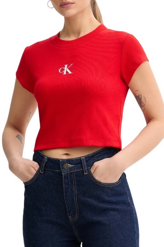 CALVIN KLEIN JEANS MONOGRAM BABY TEE T-SHIRT ΜΠΛΟΥΖΑ ΓΥΝΑΙΚΕΙΑ RED