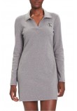 CALVIN KLEIN JEANS LS MONOLOGO RIB POLO MINI DRESS ΦΟΡΕΜΑ ΓΥΝΑΙΚΕΙΟ GREY