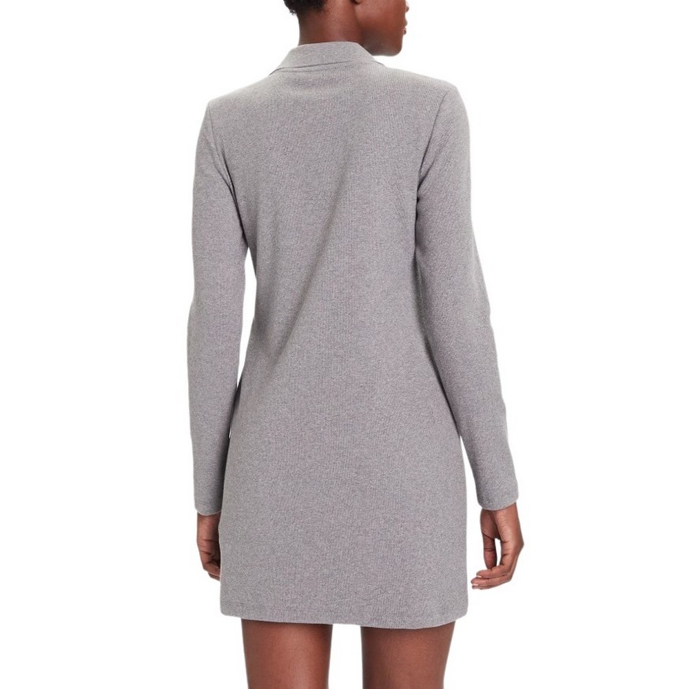 CALVIN KLEIN JEANS LS MONOLOGO RIB POLO MINI DRESS ΦΟΡΕΜΑ ΓΥΝΑΙΚΕΙΟ GREY
