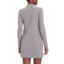 CALVIN KLEIN JEANS LS MONOLOGO RIB POLO MINI DRESS ΦΟΡΕΜΑ ΓΥΝΑΙΚΕΙΟ GREY