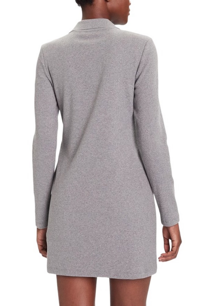 CALVIN KLEIN JEANS LS MONOLOGO RIB POLO MINI DRESS ΦΟΡΕΜΑ ΓΥΝΑΙΚΕΙΟ GREY