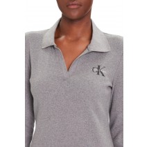 CALVIN KLEIN JEANS LS MONOLOGO RIB POLO MINI DRESS ΦΟΡΕΜΑ ΓΥΝΑΙΚΕΙΟ GREY