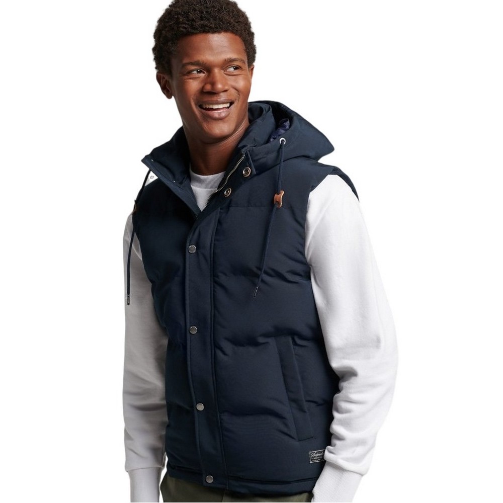 SUPERDRY D3 OVIN EVEREST HOODED PUFFER GILET ΓΙΛΕΚΟ ΜΠΟΥΦΑΝ ΑΝΔΡΙΚΟ NAVY