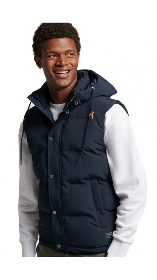 SUPERDRY D3 OVIN EVEREST HOODED PUFFER  GILET ΜΠΟΥΦΑΝ-ΓΙΛΕΚΟ ΑΝΔΡΙΚΟ NAVY