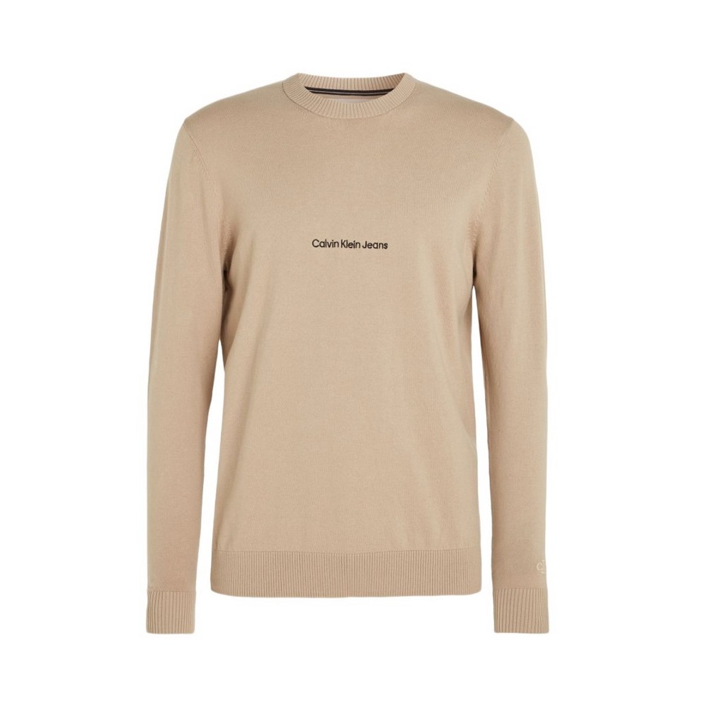 CALVIN KLEIN INSTITUTIONAL ESSENTIAL SWEATER ΜΠΛΟΥΖΑ ΑΝΔΡΙΚΗ TAUPE