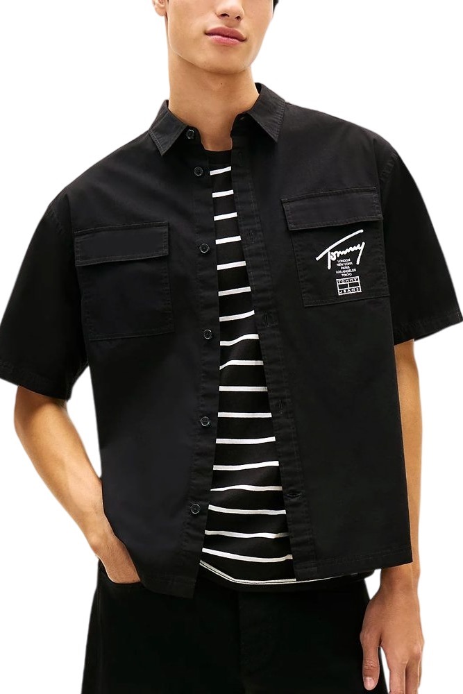TOMMY JEANS BOXY SKATER SHIRT ΠΟΥΚΑΜΙΣΟ ΑΝΔΡΙΚΟ BLACK