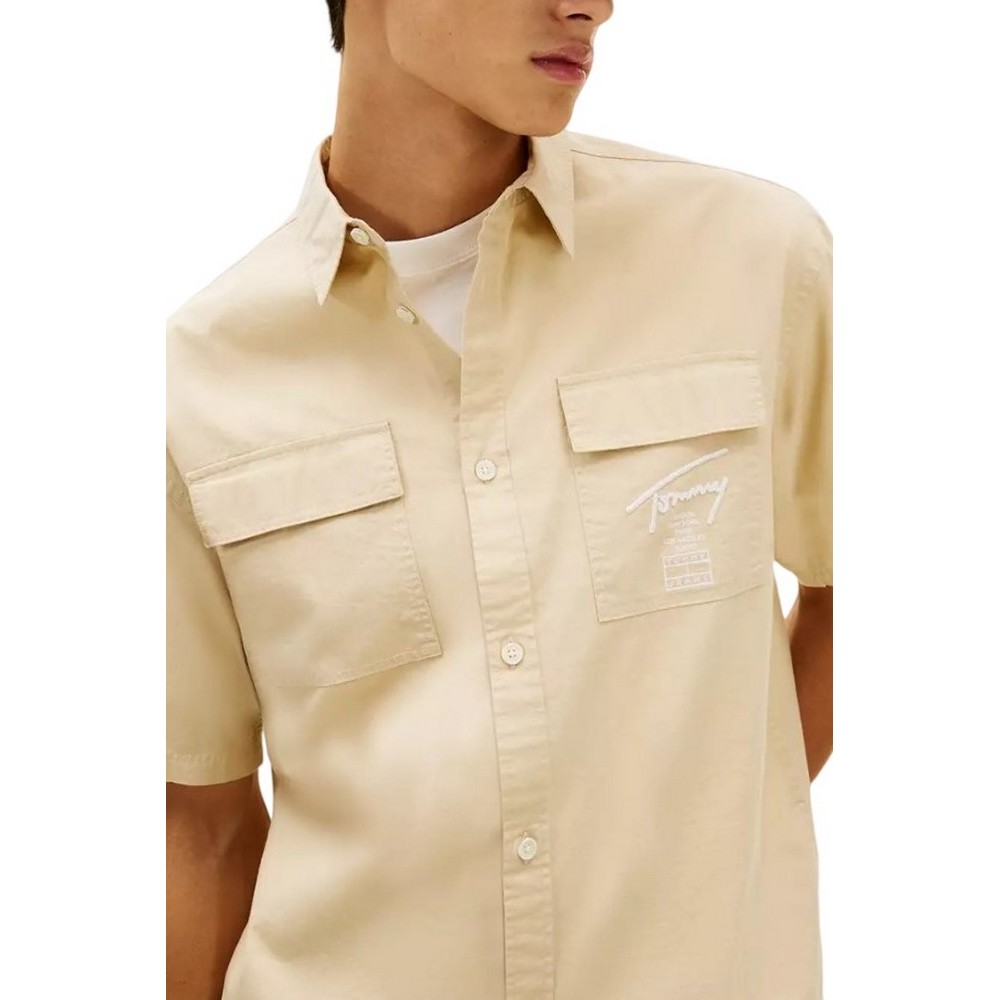 TOMMY JEANS BOXY SKATER SHIRT ΠΟΥΚΑΜΙΣΟ ΑΝΔΡΙΚΟ BEIGE