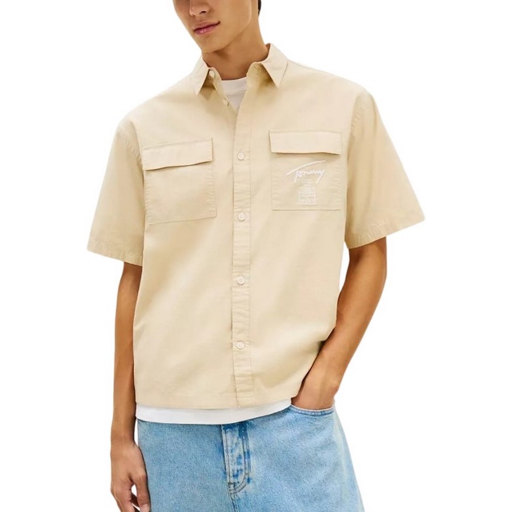 TOMMY JEANS BOXY SKATER SHIRT ΠΟΥΚΑΜΙΣΟ ΑΝΔΡΙΚΟ BEIGE