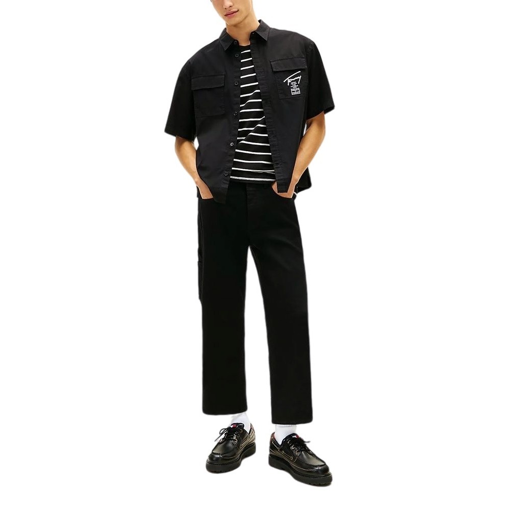 TOMMY JEANS BOXY SKATER SHIRT ΠΟΥΚΑΜΙΣΟ ΑΝΔΡΙΚΟ BLACK