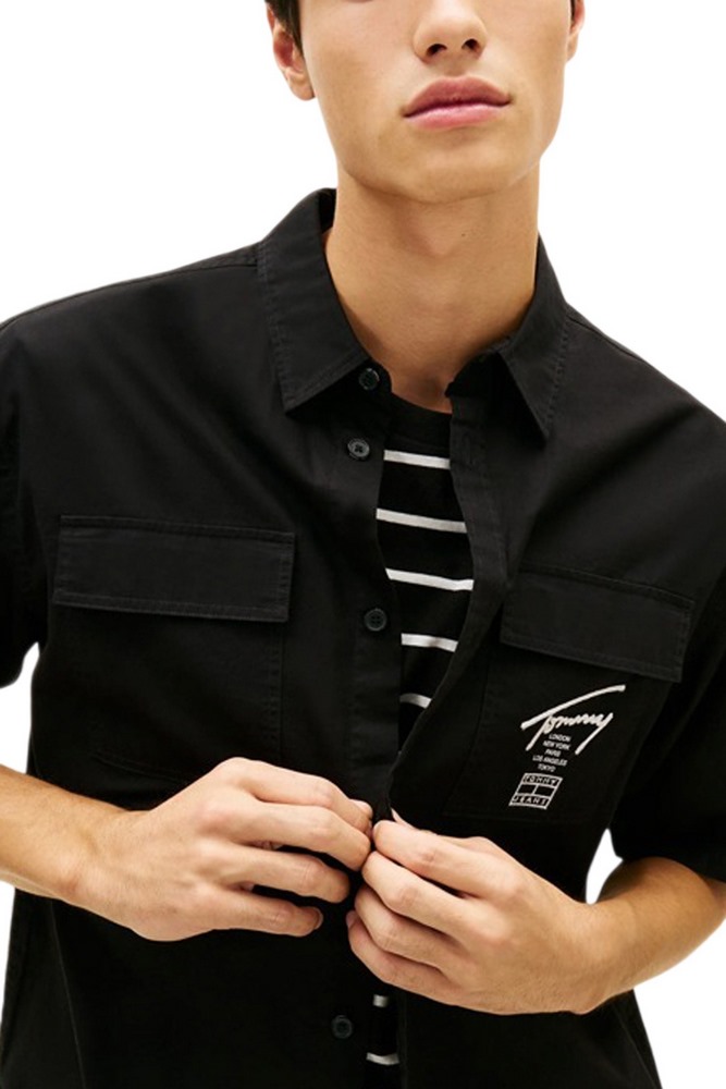 TOMMY JEANS BOXY SKATER SHIRT ΠΟΥΚΑΜΙΣΟ ΑΝΔΡΙΚΟ BLACK