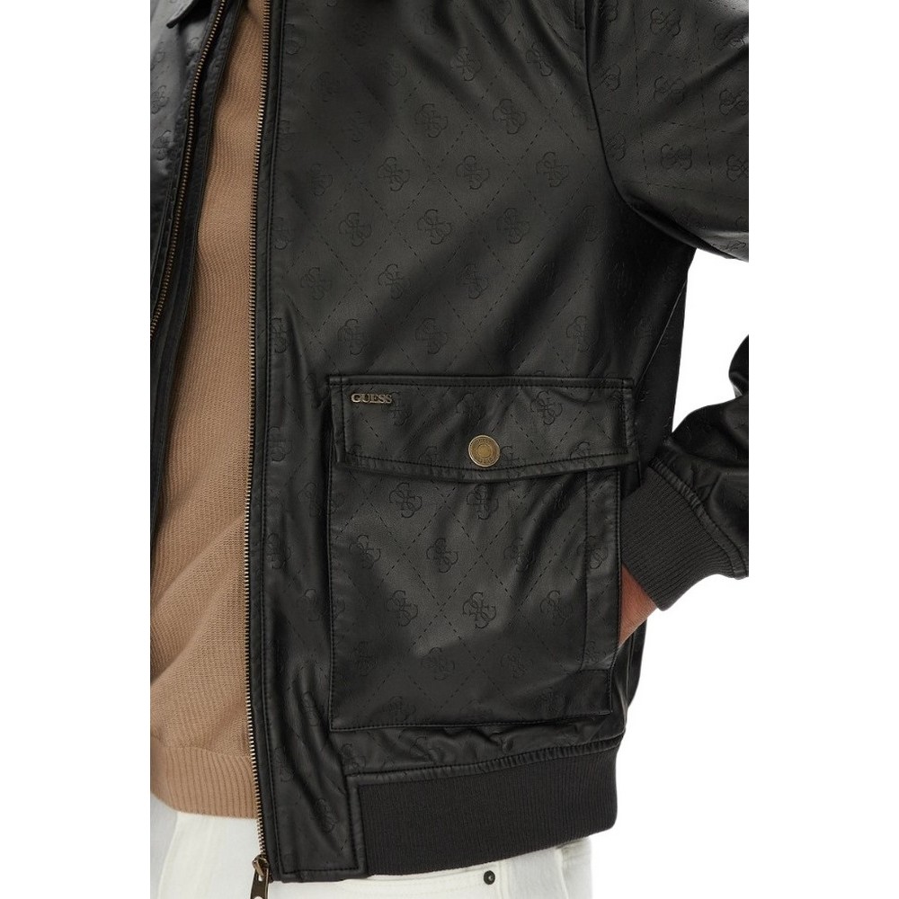GUESS MONOGRAM AVIATOR JACKET ΜΠΟΥΦΑΝ ΑΝΔΡΙΚΟ BLACK