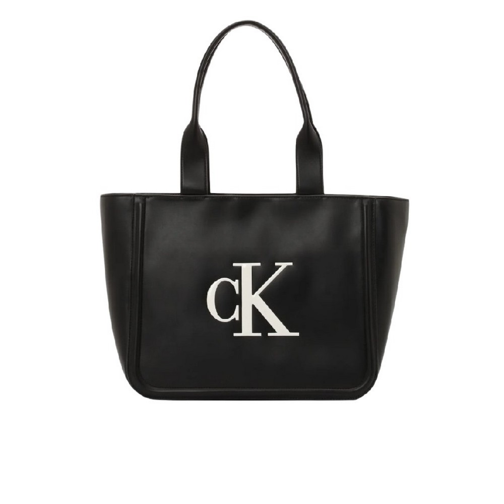 CALVIN KLEIN RAISED MEDIUM TOTE ΤΣΑΝΤΑ ΓΥΝΑΙΚΕΙΑ BLACK/WHITE