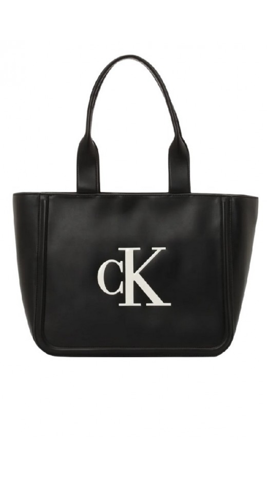 CALVIN KLEIN RAISED MEDIUM TOTE ΤΣΑΝΤΑ ΓΥΝΑΙΚΕΙΑ BLACK/WHITE