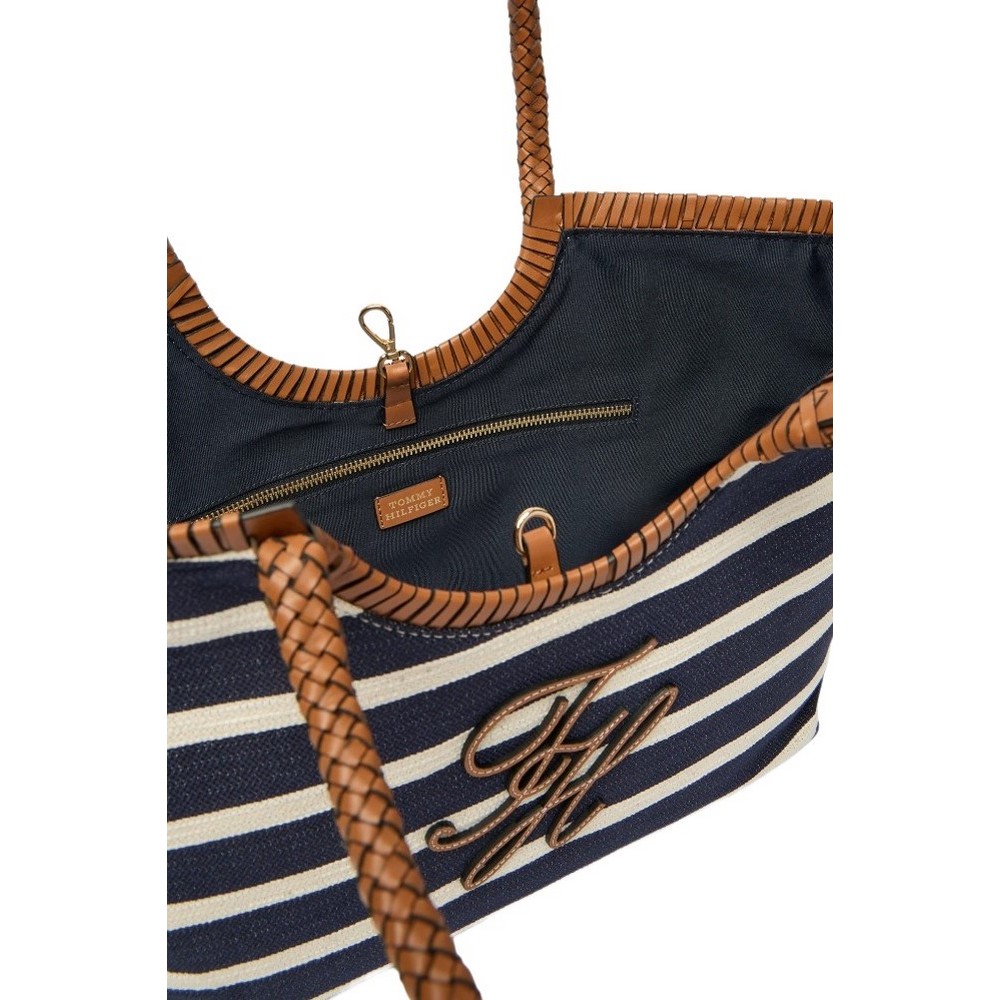 TOMMY HILFIGER ELEV SUMMER TOTE STRIPE ΤΣΑΝΤΑ ΓΥΝΑΙΚΕΙΑ NAVY/ECRU