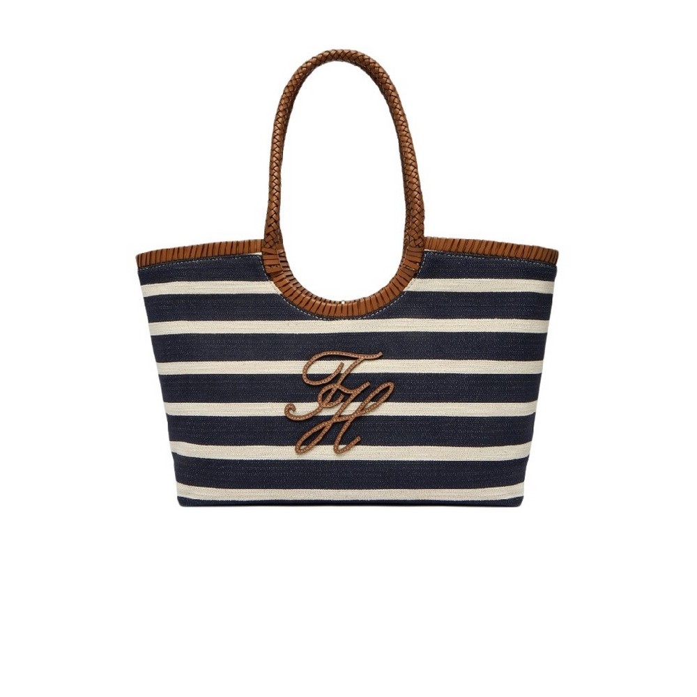 TOMMY HILFIGER ELEV SUMMER TOTE STRIPE ΤΣΑΝΤΑ ΓΥΝΑΙΚΕΙΑ NAVY/ECRU
