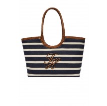 TOMMY HILFIGER ELEV SUMMER TOTE STRIPE ΤΣΑΝΤΑ ΓΥΝΑΙΚΕΙΑ NAVY/ECRU