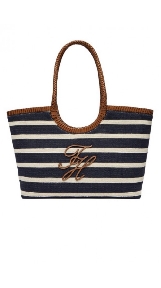 TOMMY HILFIGER ELEV SUMMER TOTE STRIPE ΤΣΑΝΤΑ ΓΥΝΑΙΚΕΙΑ NAVY/ECRU