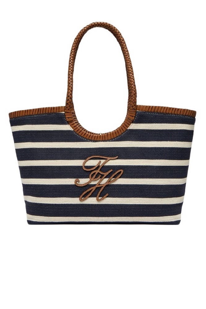 TOMMY HILFIGER ELEV SUMMER TOTE STRIPE ΤΣΑΝΤΑ ΓΥΝΑΙΚΕΙΑ NAVY/ECRU