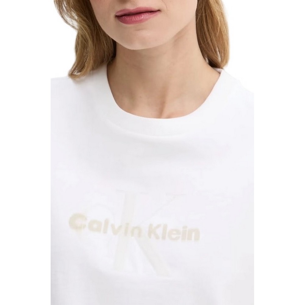 CALVIN KLEIN JEANS  LIQUID CK CROPPED TEE T-SHIRT ΜΠΛΟΥΖΑ ΓΥΝΑΙΚΕΙΑ BRIGHT WHITE