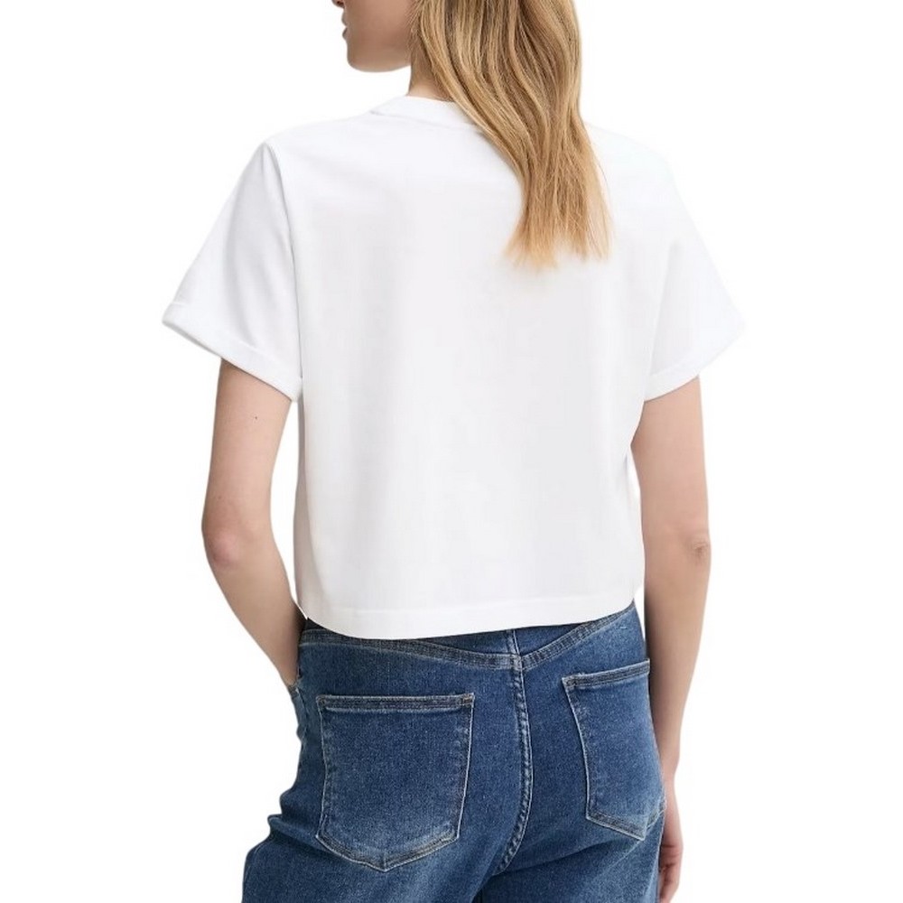 CALVIN KLEIN JEANS  LIQUID CK CROPPED TEE T-SHIRT ΜΠΛΟΥΖΑ ΓΥΝΑΙΚΕΙΑ BRIGHT WHITE