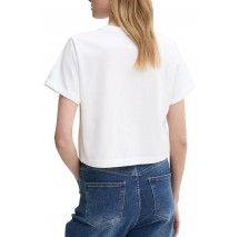 CALVIN KLEIN JEANS  LIQUID CK CROPPED TEE T-SHIRT ΜΠΛΟΥΖΑ ΓΥΝΑΙΚΕΙΑ BRIGHT WHITE