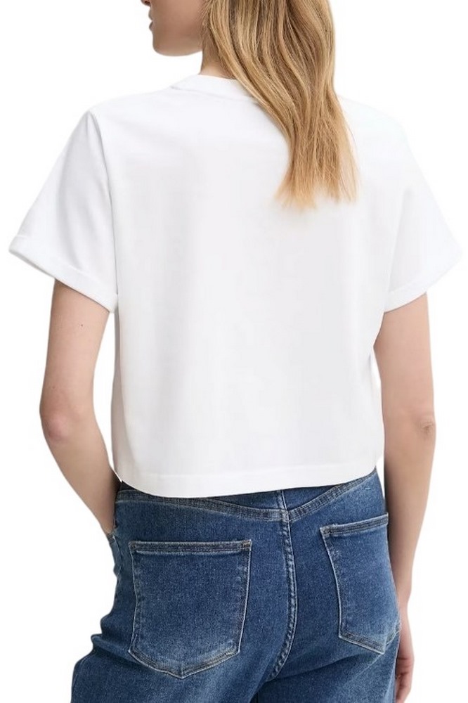 CALVIN KLEIN JEANS  LIQUID CK CROPPED TEE T-SHIRT ΜΠΛΟΥΖΑ ΓΥΝΑΙΚΕΙΑ BRIGHT WHITE