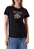 GUESS FLOWER BLING EASY TEE T-SHIRT ΜΠΛΟΥΖΑ ΓΥΝΑΙΚΕΙΑ BLACK