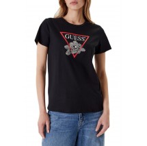 GUESS FLOWER BLING EASY TEE T-SHIRT ΜΠΛΟΥΖΑ ΓΥΝΑΙΚΕΙΑ BLACK