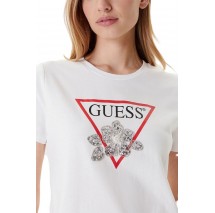 GUESS FLOWER BLING EASY TEE T-SHIRT ΜΠΛΟΥΖΑ ΓΥΝΑΙΚΕΙΑ WHITE