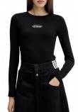 GUESS JEANS LS CN EMBRO SLIM TOP ΜΠΛΟΥΖΑ ΓΥΝΑΙΚΕΙΑ BLACK