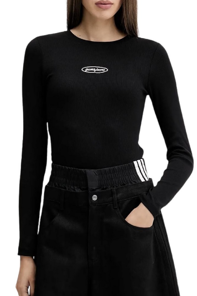 GUESS JEANS LS CN EMBRO SLIM TOP ΜΠΛΟΥΖΑ ΓΥΝΑΙΚΕΙΑ BLACK