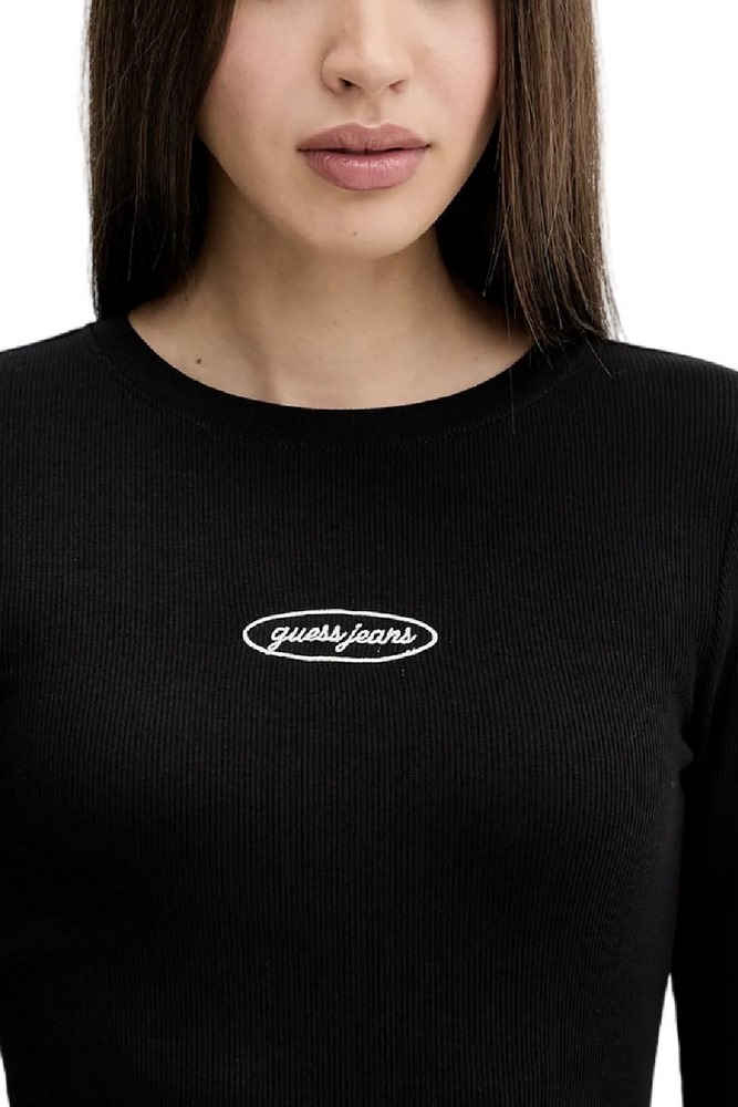 GUESS JEANS LS CN EMBRO SLIM TOP ΜΠΛΟΥΖΑ ΓΥΝΑΙΚΕΙΑ BLACK