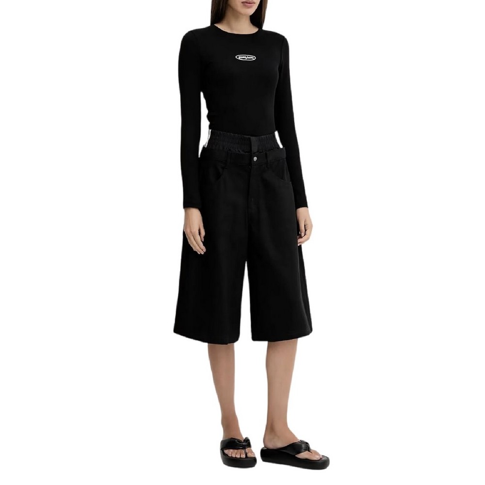GUESS JEANS LS CN EMBRO SLIM TOP ΜΠΛΟΥΖΑ ΓΥΝΑΙΚΕΙΑ BLACK