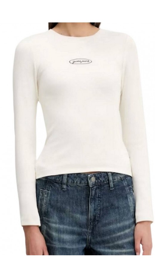 GUESS JEANS LS CN EMBRO SLIM TOP ΜΠΛΟΥΖΑ ΓΥΝΑΙΚΕΙΑ ECRU