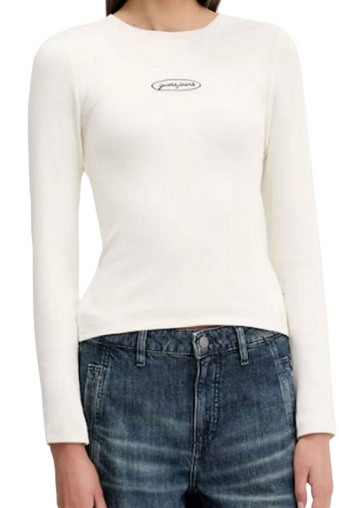 GUESS JEANS LS CN EMBRO SLIM TOP ΜΠΛΟΥΖΑ ΓΥΝΑΙΚΕΙΑ ECRU