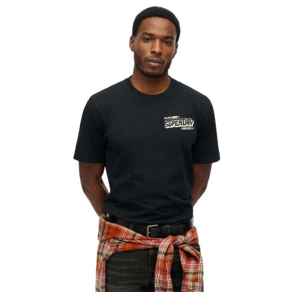 SUPERDRY D2 OVIN B-MOVIE GRAPHIC LOOSE TEE T-SHIRT ΜΠΛΟΥΖΑ ΑΝΔΡΙΚΗ BLACK
