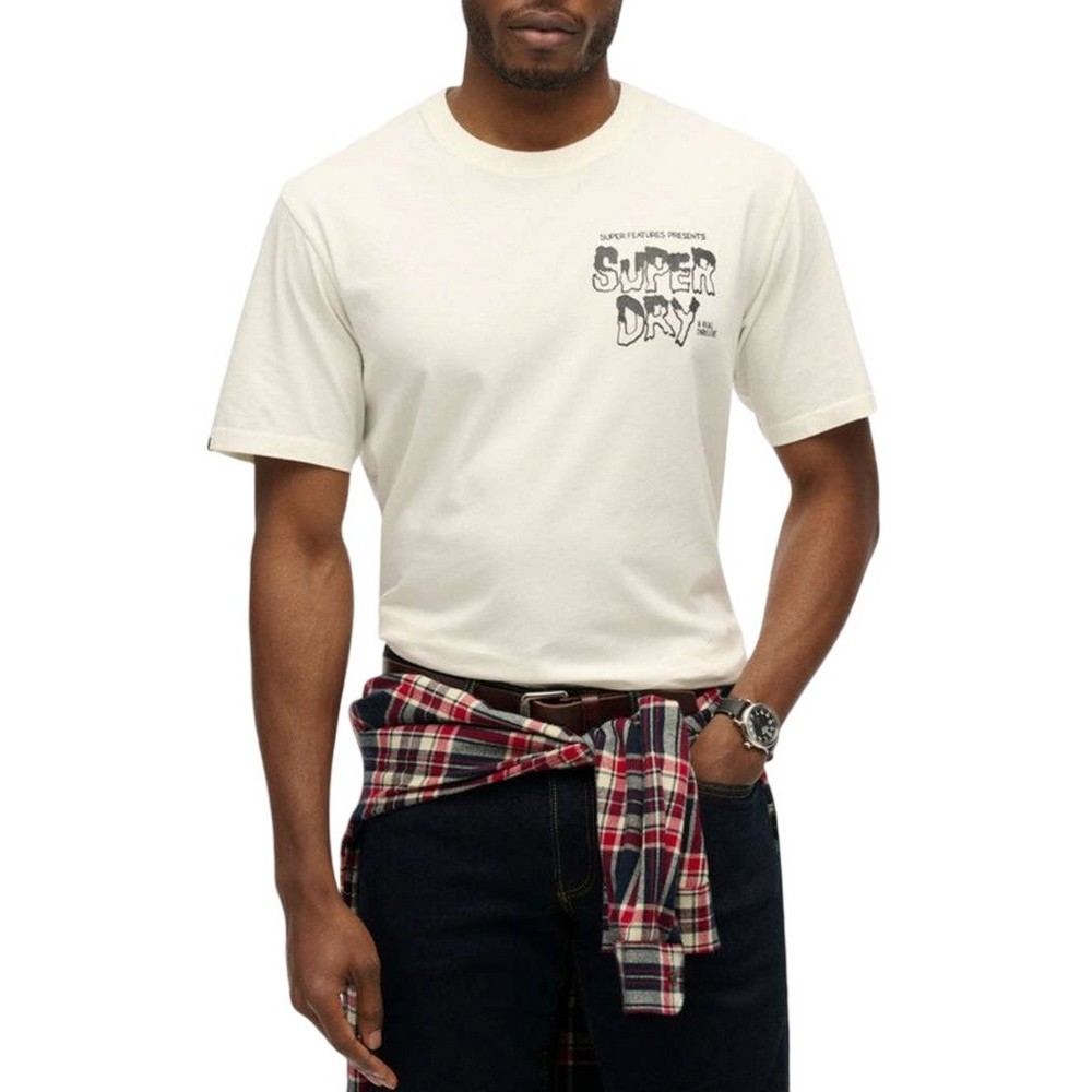 SUPERDRY D2 OVIN B-MOVIE GRAPHIC LOOSE TEE T-SHIRT ΜΠΛΟΥΖΑ ΑΝΔΡΙΚΗ OFF WHITE