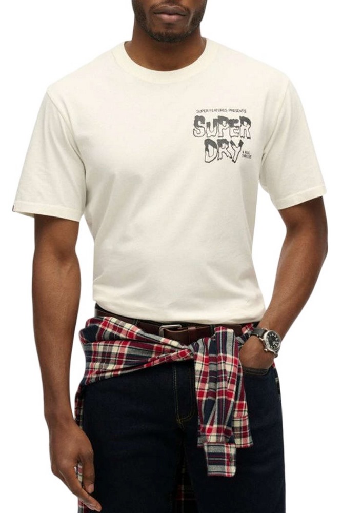 SUPERDRY D2 OVIN B-MOVIE GRAPHIC LOOSE TEE T-SHIRT ΜΠΛΟΥΖΑ ΑΝΔΡΙΚΗ OFF WHITE