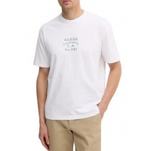 GUESS SS CN OVER EMBRO TEE T-SHIRT ΜΠΛΟΥΖΑ ΑΝΔΡΙΚΗ WHITE