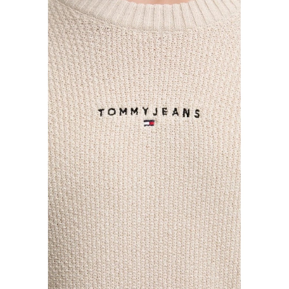 TOMMY JEANS SLIM RAGLAN LINEAR SWEATER ΜΠΛΟΥΖΑ ΠΛΕΚΤΗ ΑΝΔΡΙΚΗ BEIGE