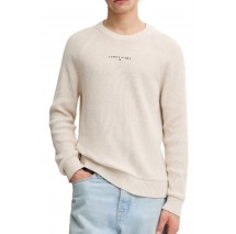 TOMMY JEANS SLIM RAGLAN LINEAR SWEATER ΜΠΛΟΥΖΑ ΠΛΕΚΤΗ ΑΝΔΡΙΚΗ BEIGE
