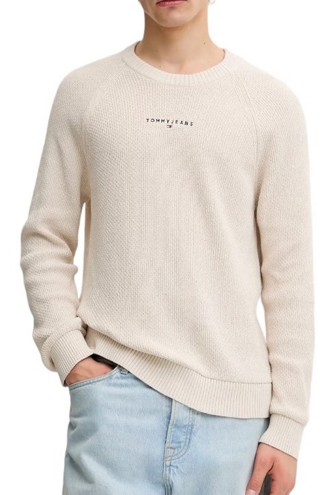 TOMMY JEANS SLIM RAGLAN LINEAR SWEATER ΜΠΛΟΥΖΑ ΠΛΕΚΤΗ ΑΝΔΡΙΚΗ BEIGE