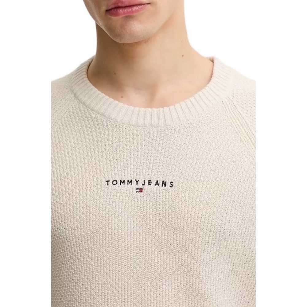 TOMMY JEANS SLIM RAGLAN LINEAR SWEATER ΜΠΛΟΥΖΑ ΠΛΕΚΤΗ ΑΝΔΡΙΚΗ BEIGE