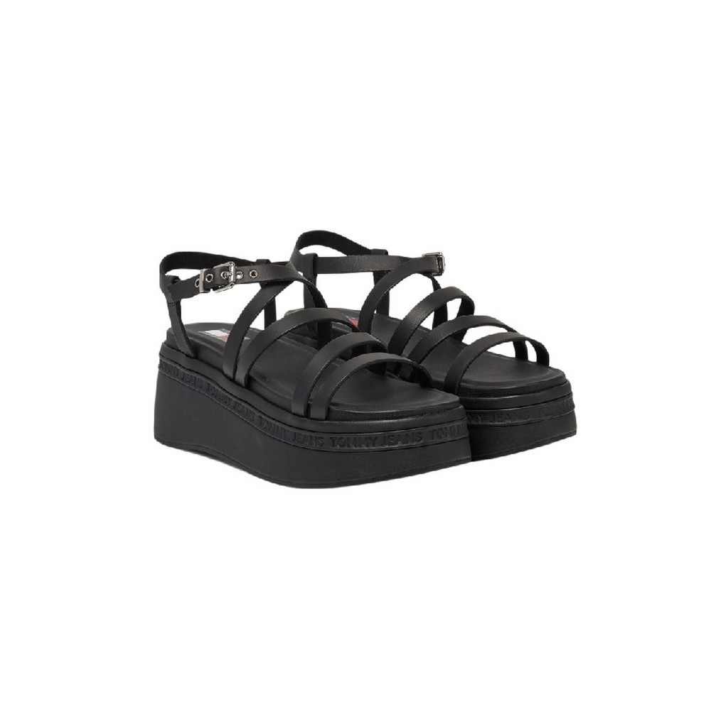TOMMY JEANS WEDGY STRAPPY SANDAL ΠΕΔΙΛΟ ΓΥΝΑΙΚΕΙΟ BLACK